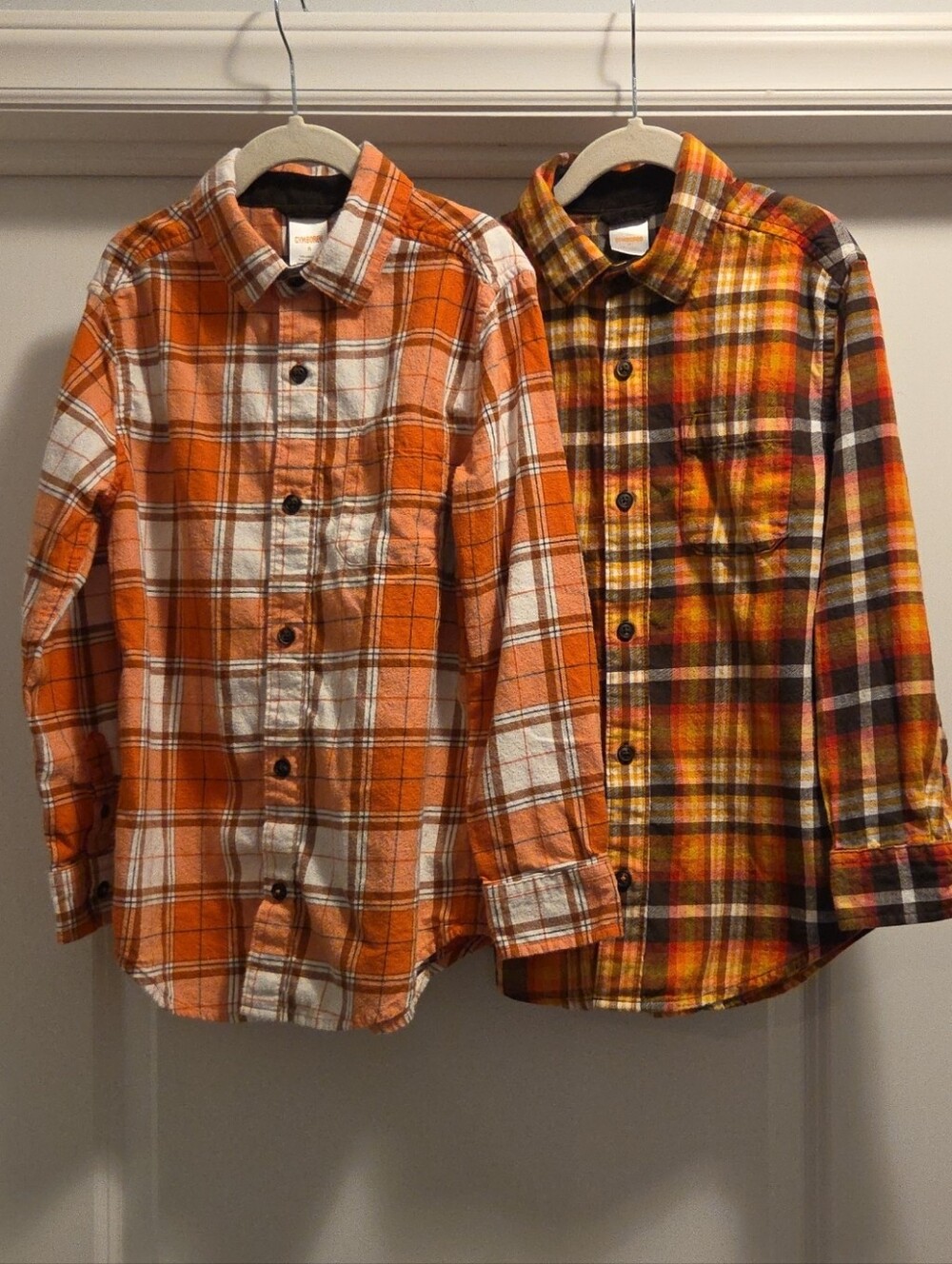 Boys Gymboree Orange Plaid Button-Down Shirts for Kids (Lot Of 2)